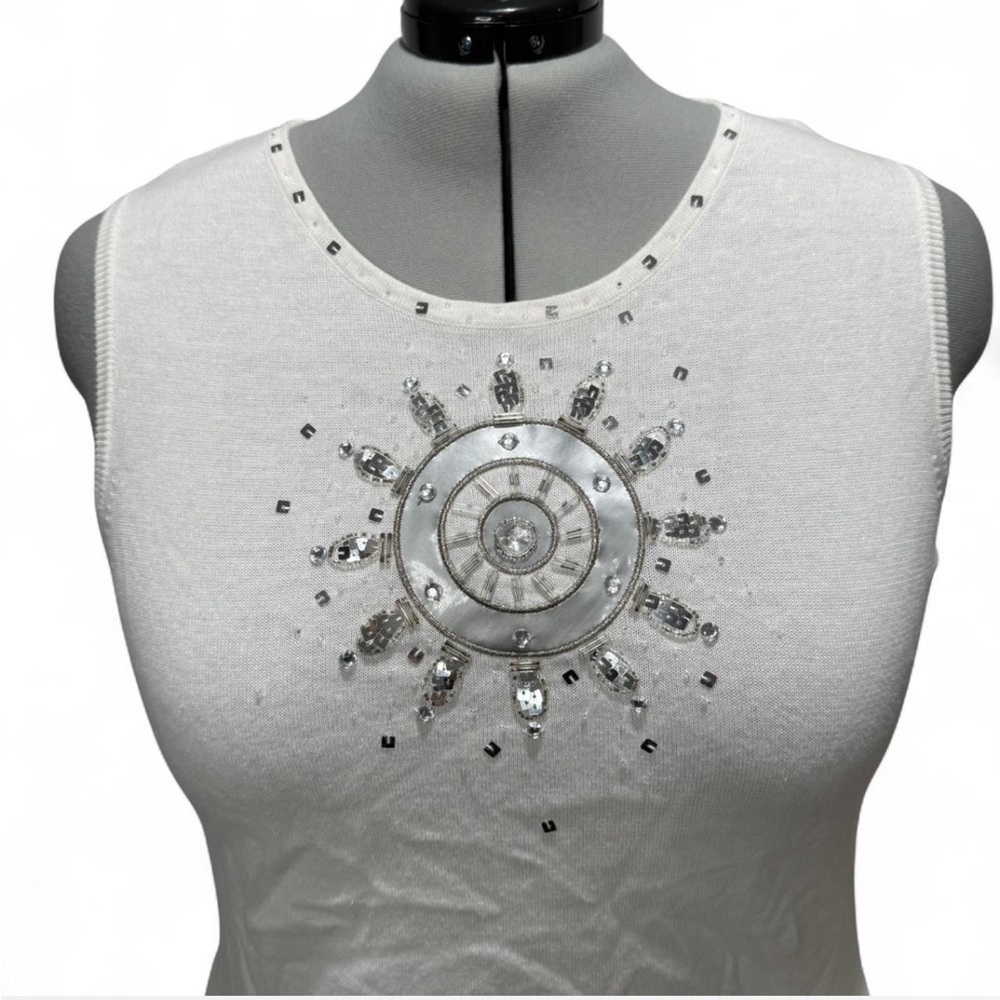 Y2K Inspired Beaded Sequin Nautical Tank Top Plus Size 1X Quacker Factory Cruise - Picture 2 of 9